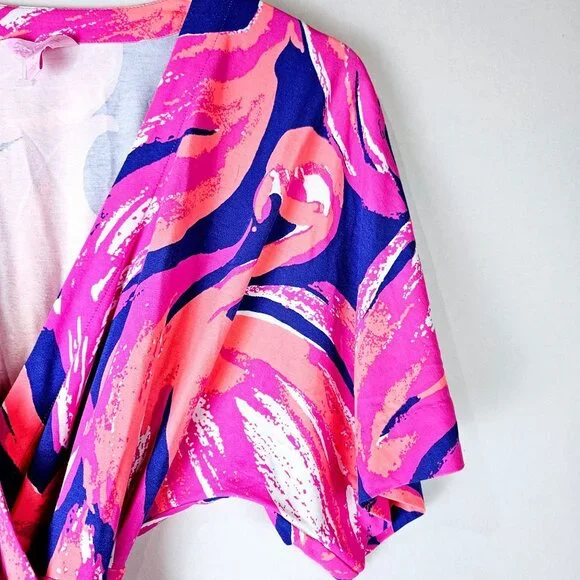 Lilly Pulitzer Amoritta Wrap Dress in Bomber Blue Plume, Bright Colors, Size S - Picture 5 of 10